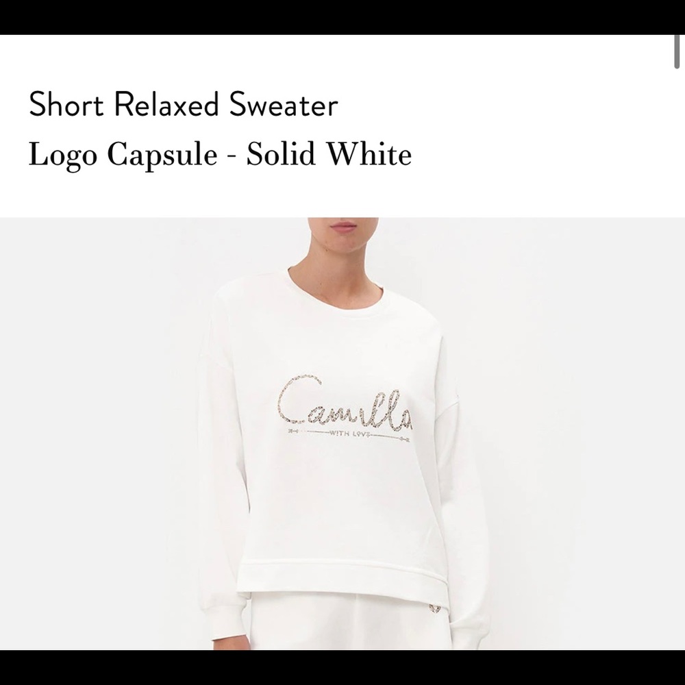 Camilla Short Relaxed Sweater Logo Capsule - Solid White SHORT RELAXED SWEATER